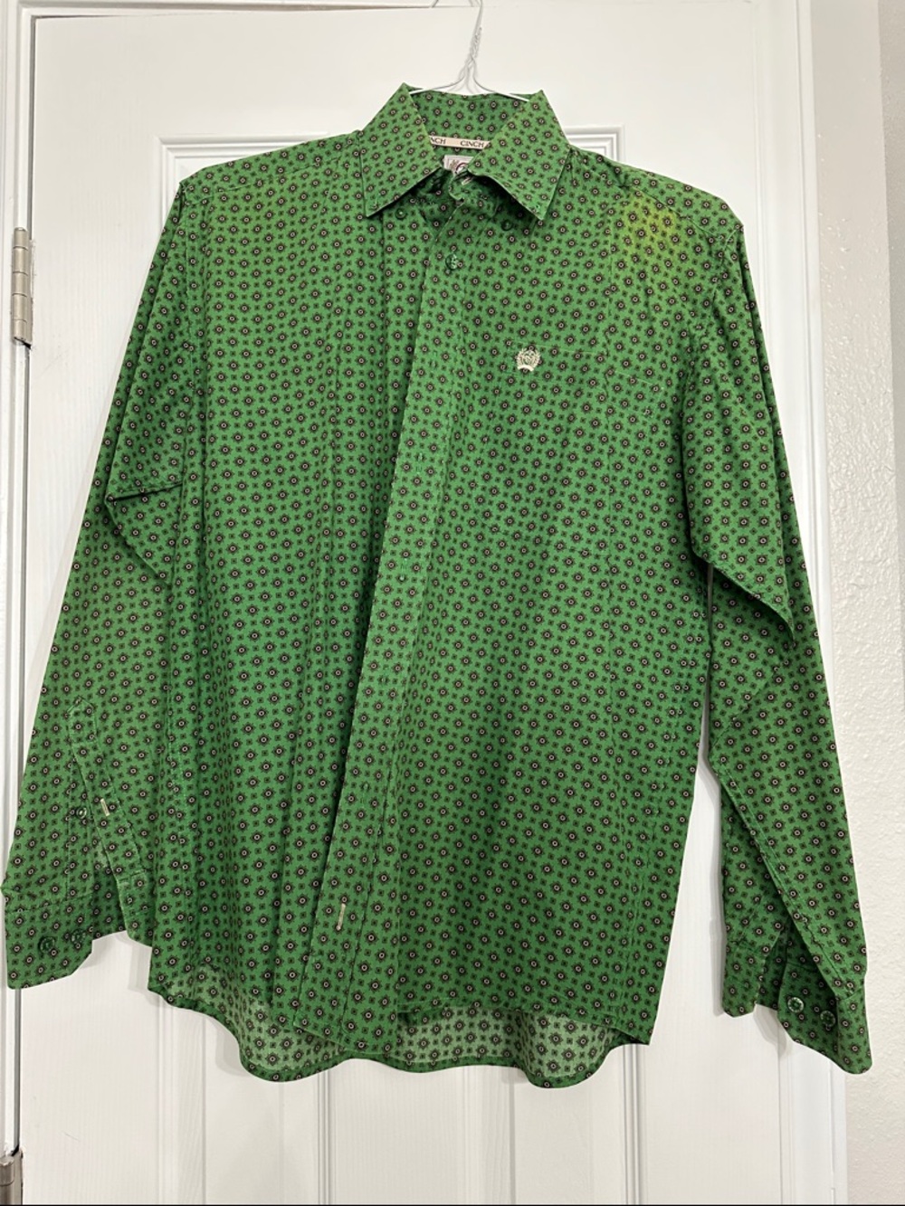 Cinch Green Geometric Print Dress Shirt